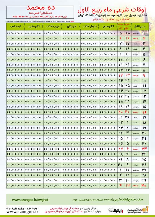 پیش نمایش فایل تصویری اوقات شرعی