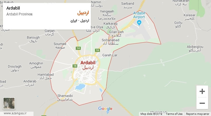 شهرستان اردبیل بر روی نقشه