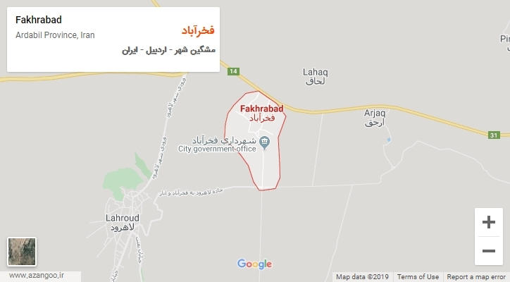 شهر فخرآباد بر روی نقشه