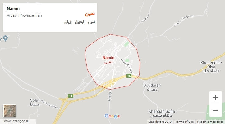 شهر نمین بر روی نقشه