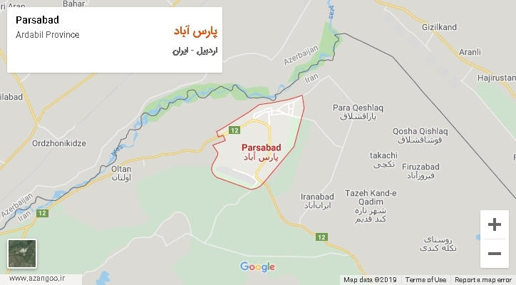شهرستان پارس آباد بر روی نقشه