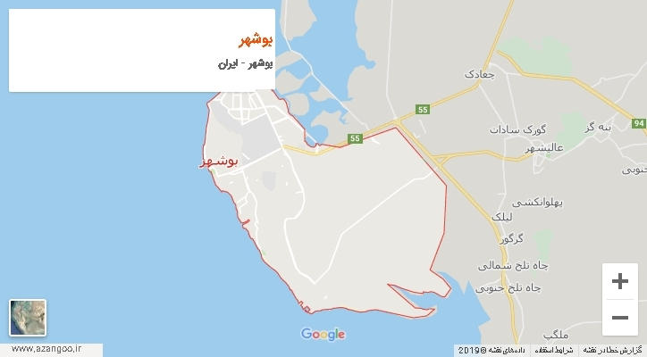 شهرستان بوشهر بر روی نقشه