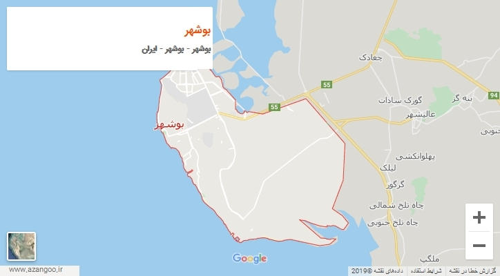 شهر بوشهر بر روی نقشه