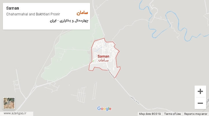 شهرستان سامان بر روی نقشه