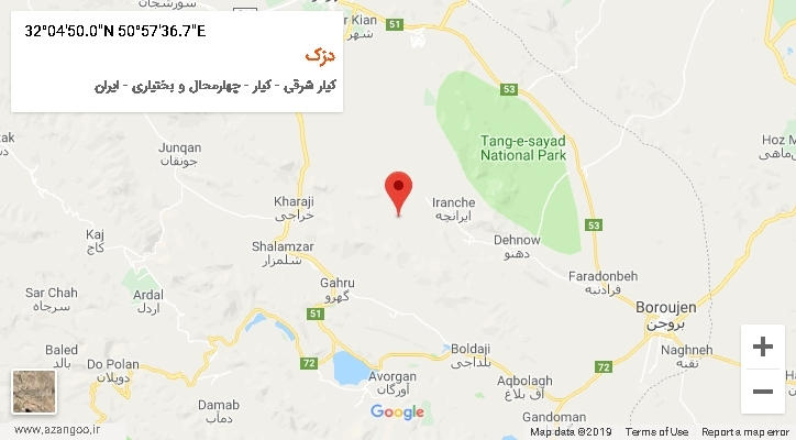 روستای دزک بر روی نقشه