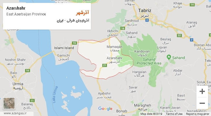 شهرستان آذرشهر بر روی نقشه