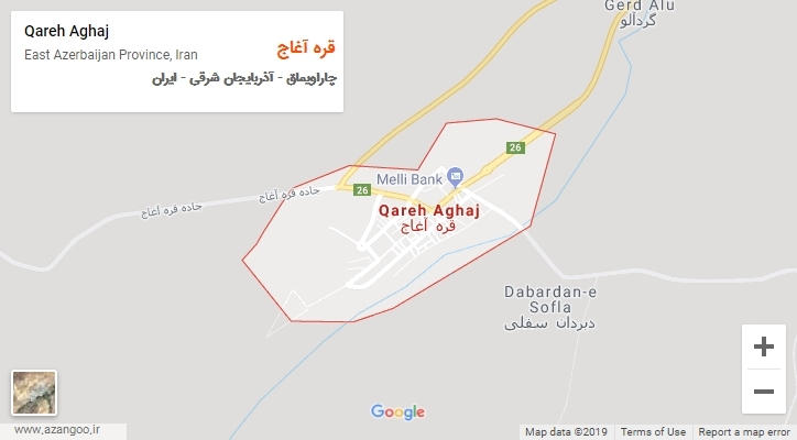 شهر قره آغاج بر روی نقشه