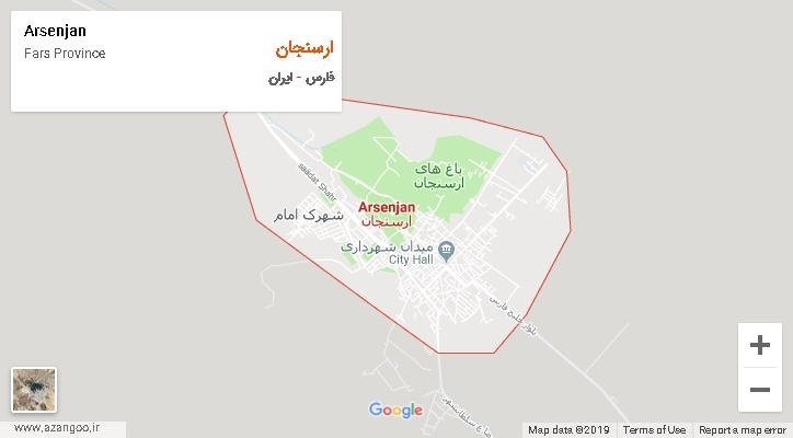 شهرستان ارسنجان بر روی نقشه