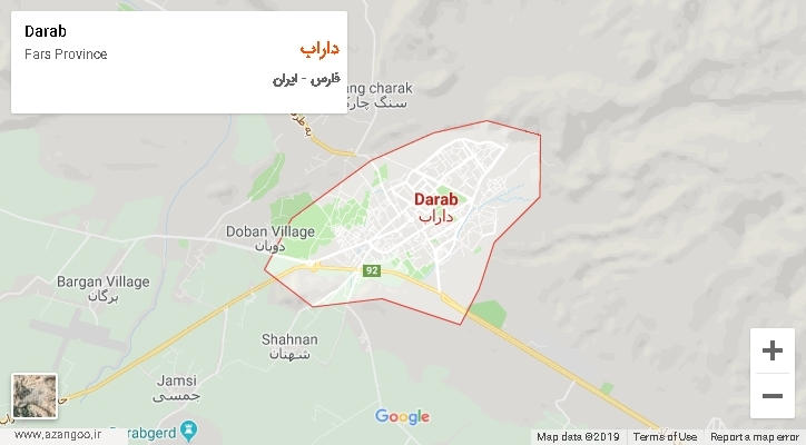 شهرستان داراب بر روی نقشه