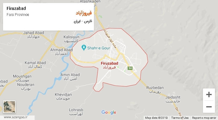 شهرستان فیروزآباد بر روی نقشه