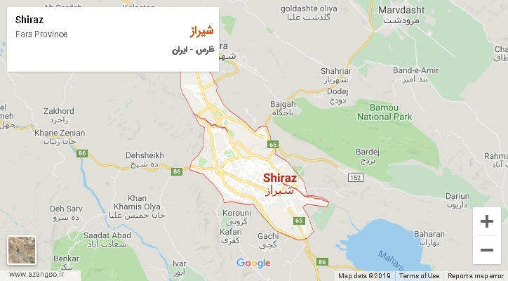 شهرستان شیراز بر روی نقشه