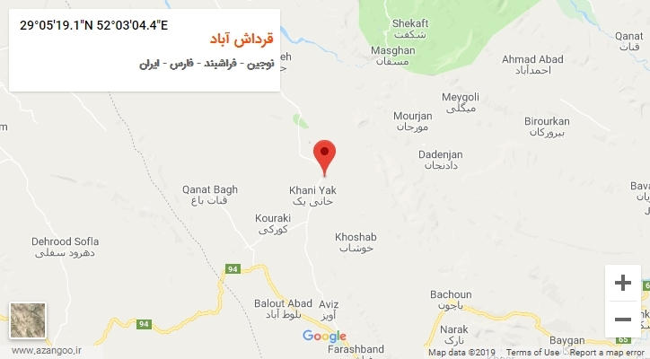 روستای قرداش آباد بر روی نقشه