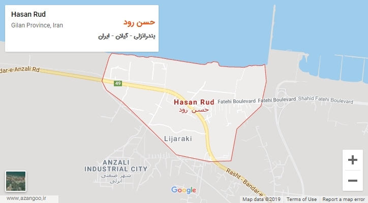 شهر حسن رود بر روی نقشه