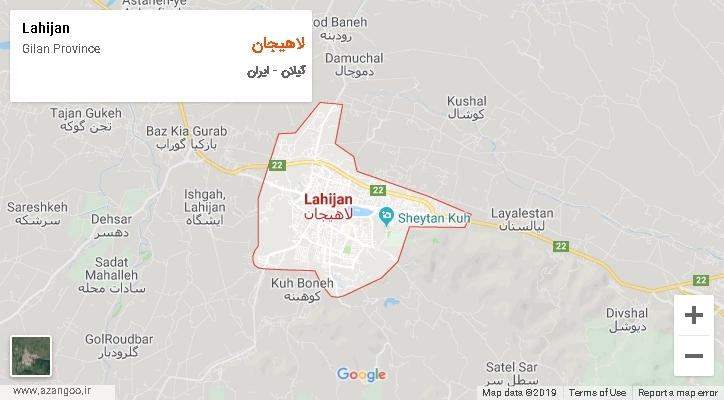 شهرستان لاهیجان بر روی نقشه