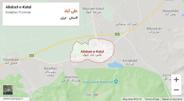 شهرستان علی آباد بر روی نقشه