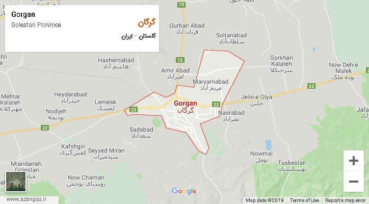 شهرستان گرگان بر روی نقشه
