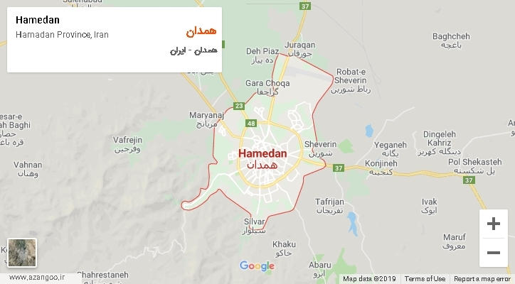 شهرستان همدان بر روی نقشه