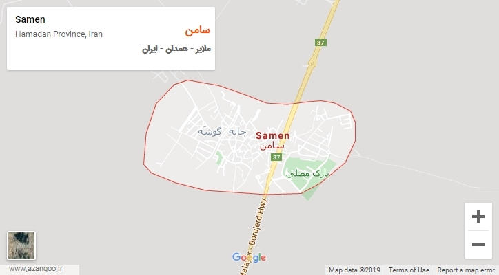 شهر سامن بر روی نقشه