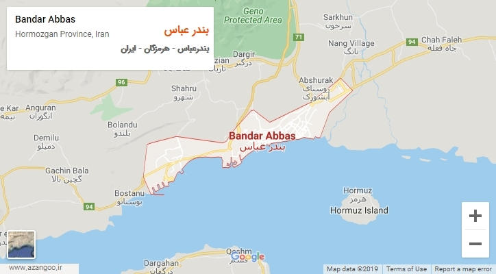 شهر بندر عباس بر روی نقشه