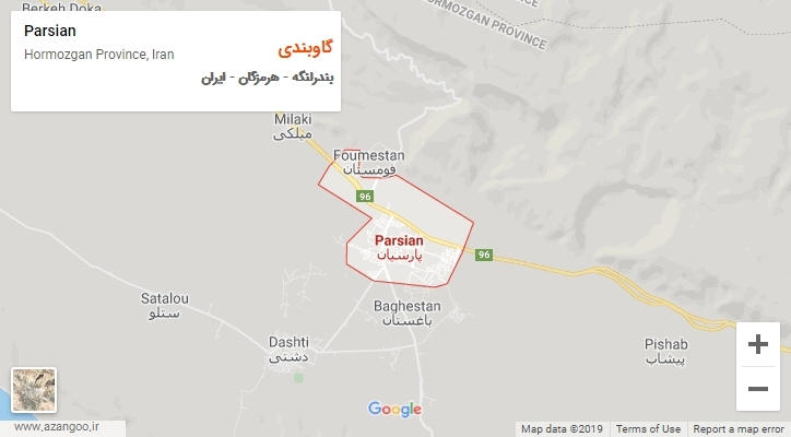 شهر پارسیان بر روی نقشه