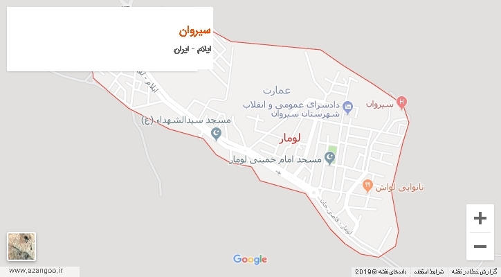 شهرستان سیروان بر روی نقشه