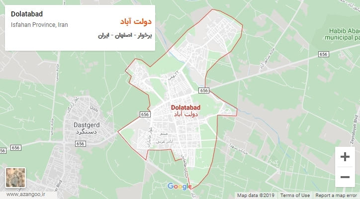 شهر دولت آباد بر روی نقشه