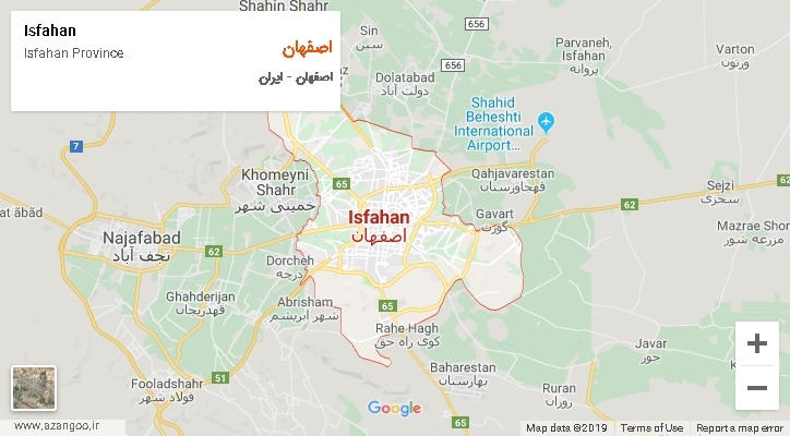 شهرستان اصفهان بر روی نقشه