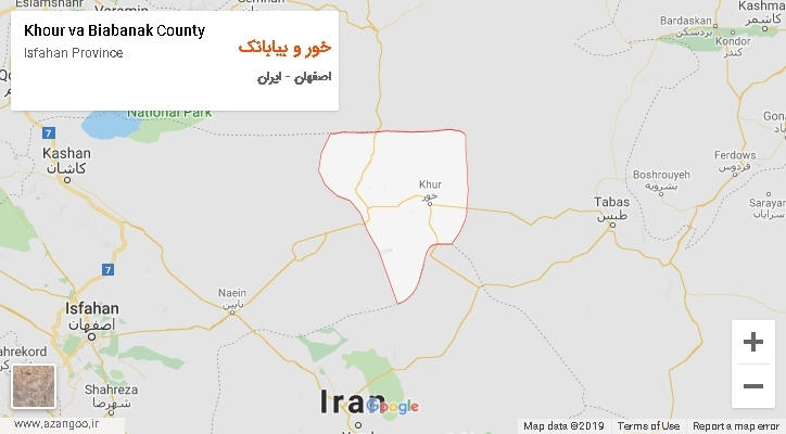 شهرستان خور و بیابانک بر روی نقشه