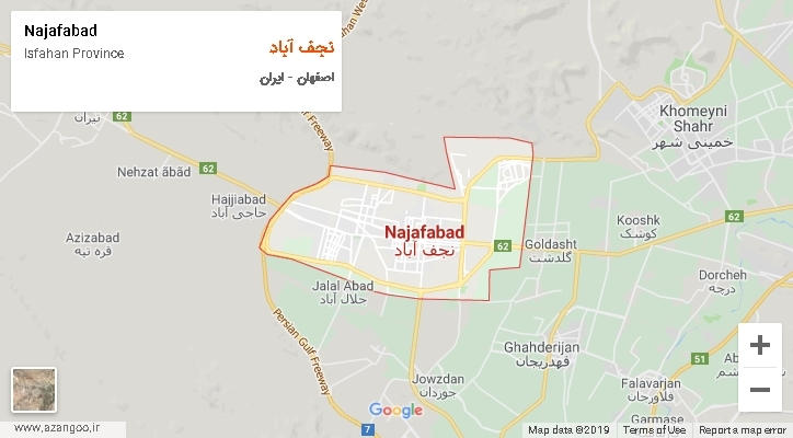 شهرستان نجف آباد بر روی نقشه