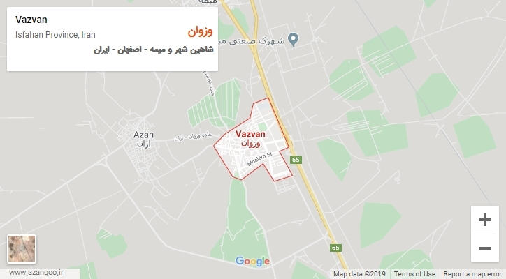 شهر وزوان بر روی نقشه