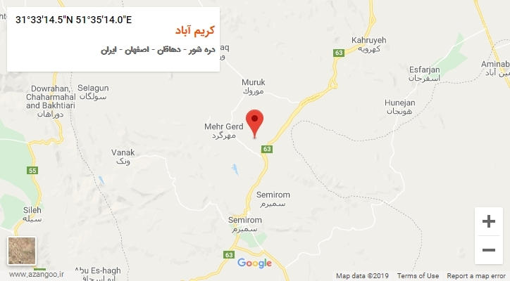 روستای کریم آباد بر روی نقشه
