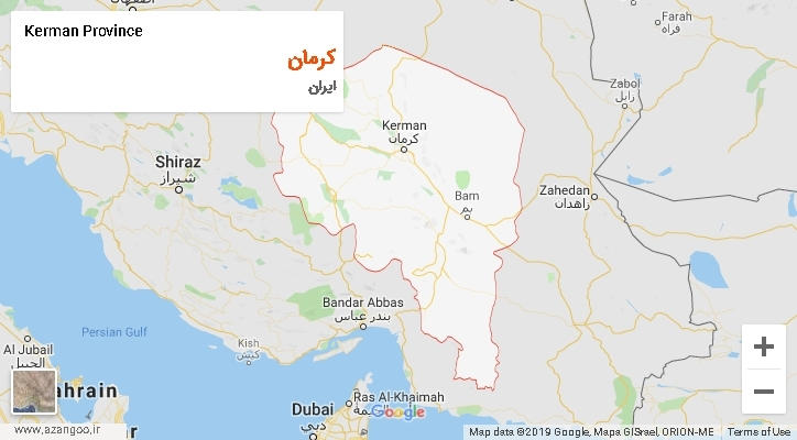 استان کرمان بر روی نقشه