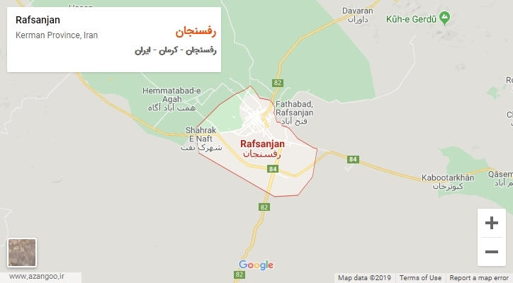 شهر رفسنجان بر روی نقشه