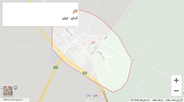 شهرستان انار بر روی نقشه