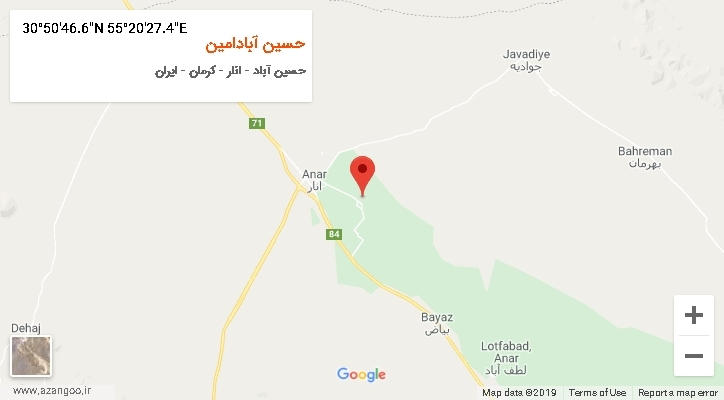 روستای حسین آبادامین بر روی نقشه