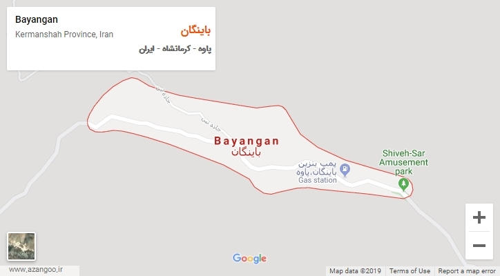 شهر باینگان بر روی نقشه