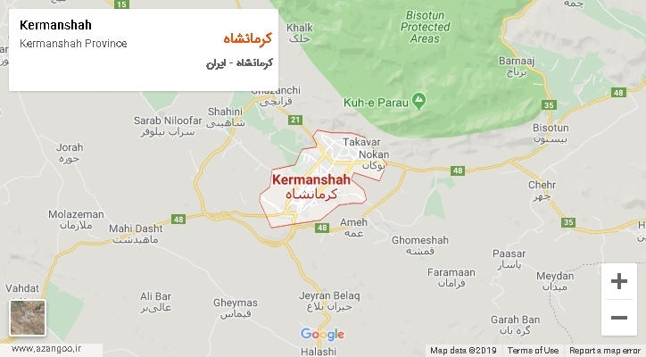 شهرستان کرمانشاه بر روی نقشه