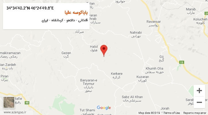 روستای باباکوسه علیا بر روی نقشه