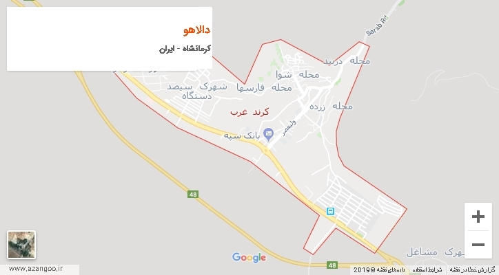 شهرستان دالاهو بر روی نقشه