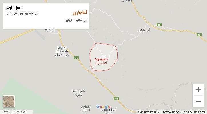 شهرستان آغاجاری بر روی نقشه