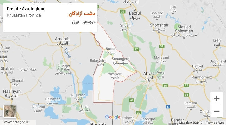 شهرستان دشت آزادگان بر روی نقشه