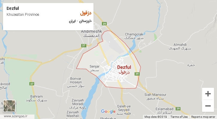 شهرستان دزفول بر روی نقشه