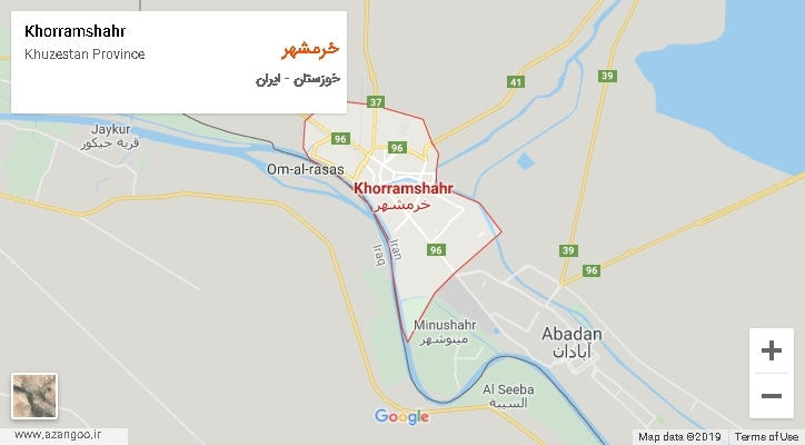 شهرستان خرمشهر بر روی نقشه