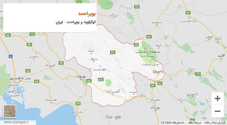 شهرستان بویراحمد بر روی نقشه