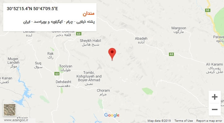 روستای مندان بر روی نقشه