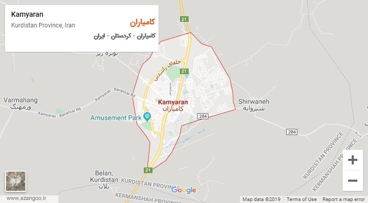 شهر کامیاران بر روی نقشه