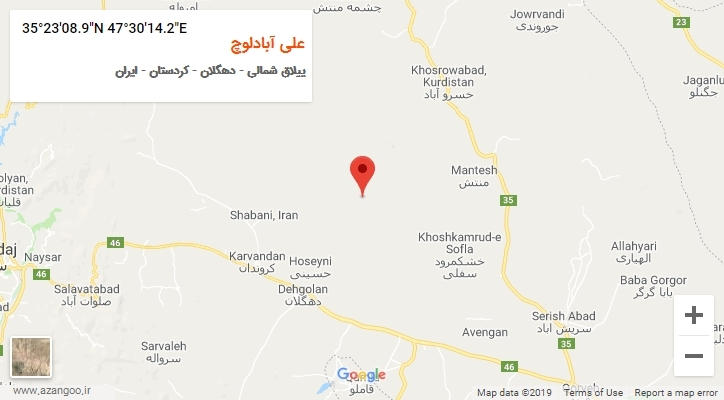 روستای علی آبادلوچ بر روی نقشه