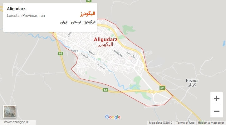 شهر الیگودرز بر روی نقشه