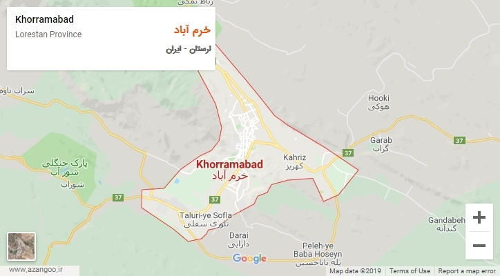 شهرستان خرم آباد بر روی نقشه
