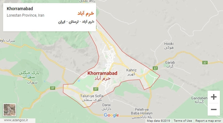 شهر خرم آباد بر روی نقشه